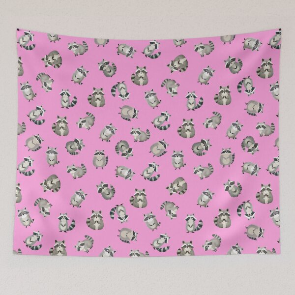 Item preview, Tossed Watercolor Raccoons on Pink  designed and sold by KSimpson838.