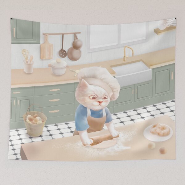 Item preview, Little Baker Cat – Cozy Morning Kneading designed and sold by ZKOZKOHI.