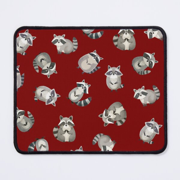 Item preview, Tossed Watercolor Raccoons on Dark Red designed and sold by KSimpson838.