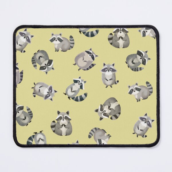 Item preview, Tossed Watercolor Raccoons on Light Yellow designed and sold by KSimpson838.