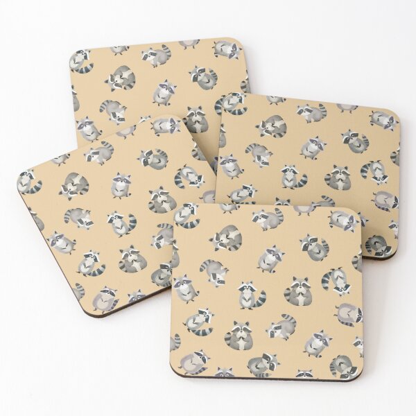 Item preview, Tossed Watercolor Raccoons on Light Orange designed and sold by KSimpson838.