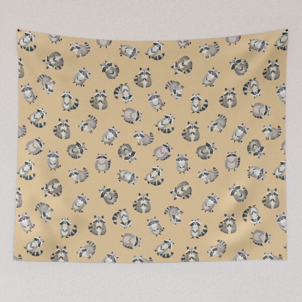 Item preview, Tossed Watercolor Raccoons on Light Orange designed and sold by KSimpson838.