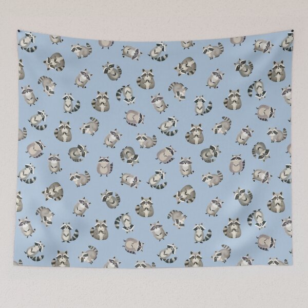 Item preview, Tossed Watercolor Raccoons on Light Blue  designed and sold by KSimpson838.