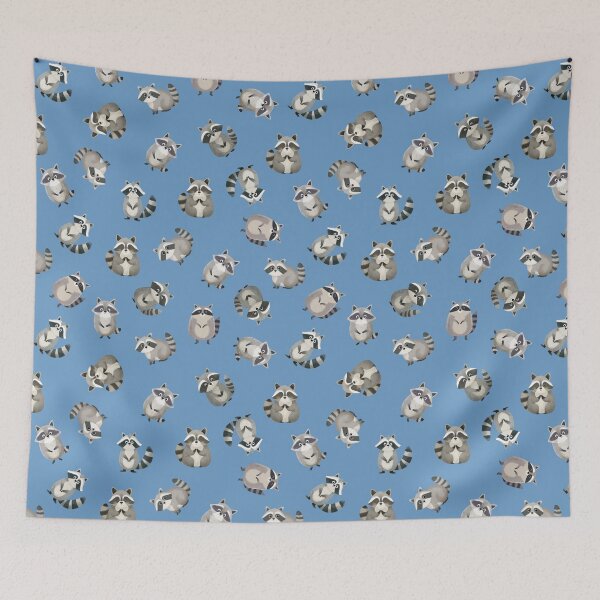 Item preview, Tossed Watercolor Raccoons on Blue  designed and sold by KSimpson838.