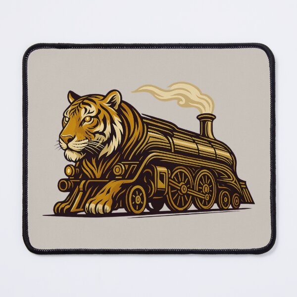 Item preview, Surreal Tiger & Steam Locomotive Fusion Art designed and sold by VauxelleArt.
