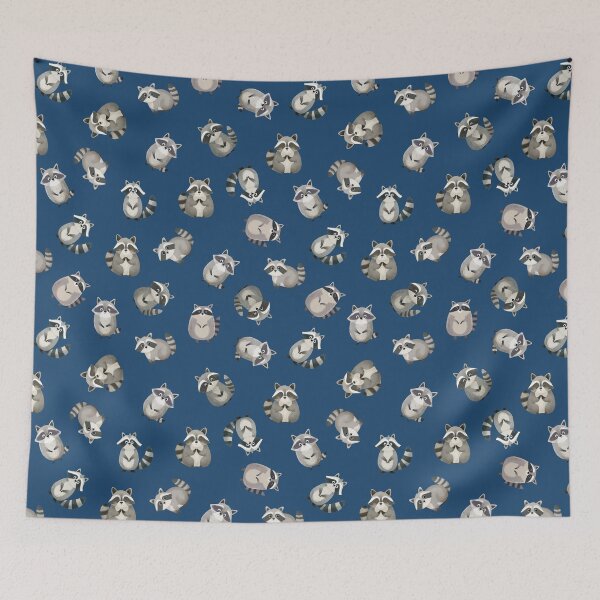 Item preview, Tossed Watercolor Raccoons on Dark Blue  designed and sold by KSimpson838.