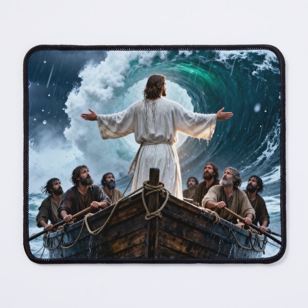 Item preview, Jesus Calming the Storm | Cinematic Biblical Sea Miracle Artwork designed and sold by Eternal Kingdom Store.