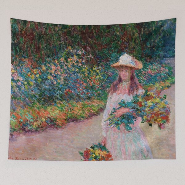 Item preview, Jeune Fille Dans Le Jardin De Giverny by Claude Monet: Impressionist Garden Poster designed and sold by artofuniverse.