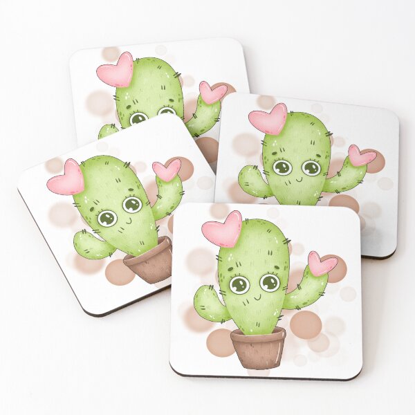 Item preview, Smiling Cactus With Hearts – Cute Kawaii Plant Illustration designed and sold by iamKRUK.