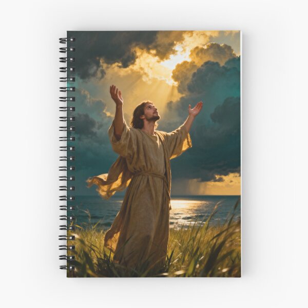 Item preview, Jesus Praying Under Heaven | Divine Surrender Cinematic Christian Artwork designed and sold by Eternal Kingdom Store.