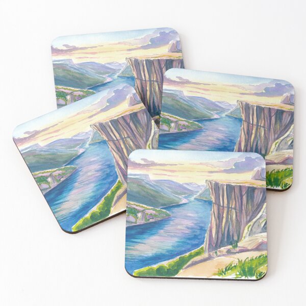 Item preview, Preikestolen Cliff Above Lysefjord at Golden Nordic Light designed and sold by artshop77.