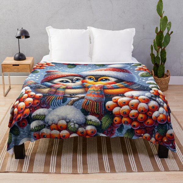 Item preview, Two Fluffy Birds Among Rowan Berries designed and sold by M-Y-A-R-T-.