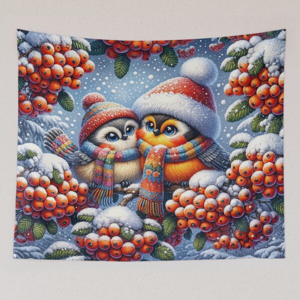 Item preview, Two Fluffy Birds Among Rowan Berries designed and sold by M-Y-A-R-T-.