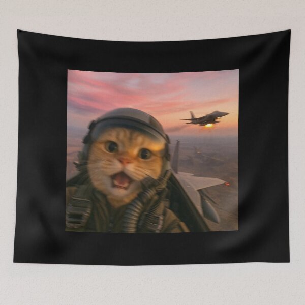 Item preview, Funny Fighter Pilot Cat, Vintage Cat Wars, Cat Meme, Funny Cute Cat, Gen Z Joke, Stupid Brainrot  designed and sold by toongstudio.