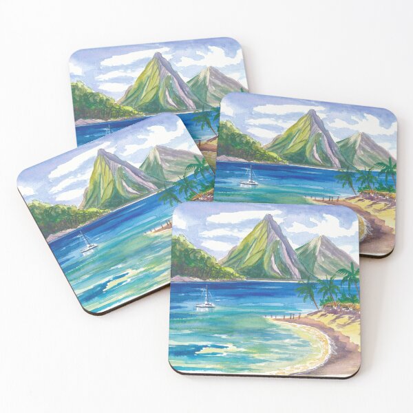 Item preview, Saint Lucia Pitons Rising Over Tranquil Bay Beach designed and sold by artshop77.