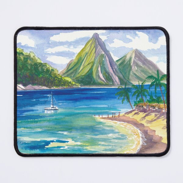 Item preview, Saint Lucia Pitons Rising Over Tranquil Bay Beach designed and sold by artshop77.