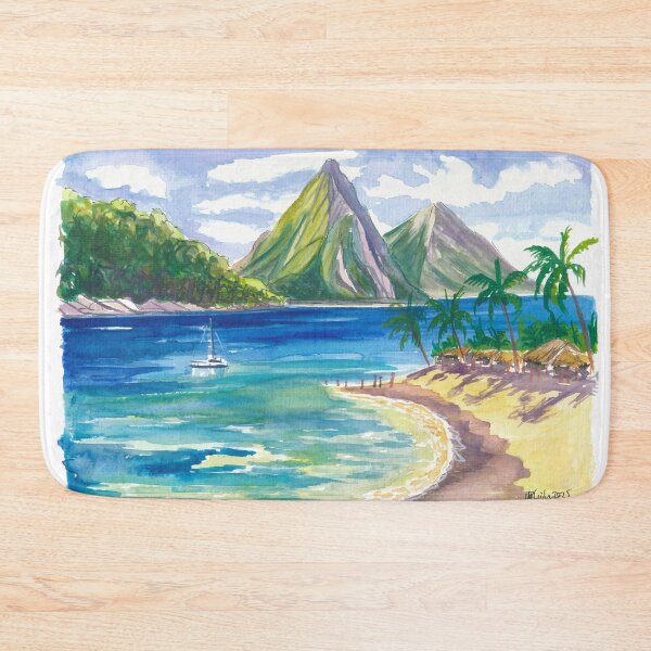 Item preview, Saint Lucia Pitons Rising Over Tranquil Bay Beach designed and sold by artshop77.