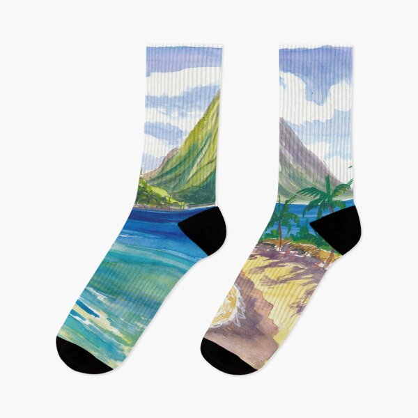 Item preview, Saint Lucia Pitons Rising Over Tranquil Bay Beach designed and sold by artshop77.