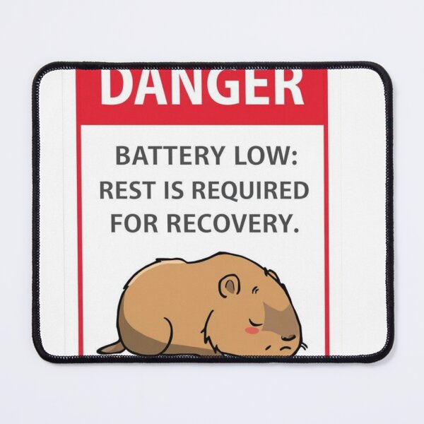 Item preview, Low Battery Danger Sign - Sleepy Capybara Rest Day Sticker designed and sold by The Silly Grumpy Society.