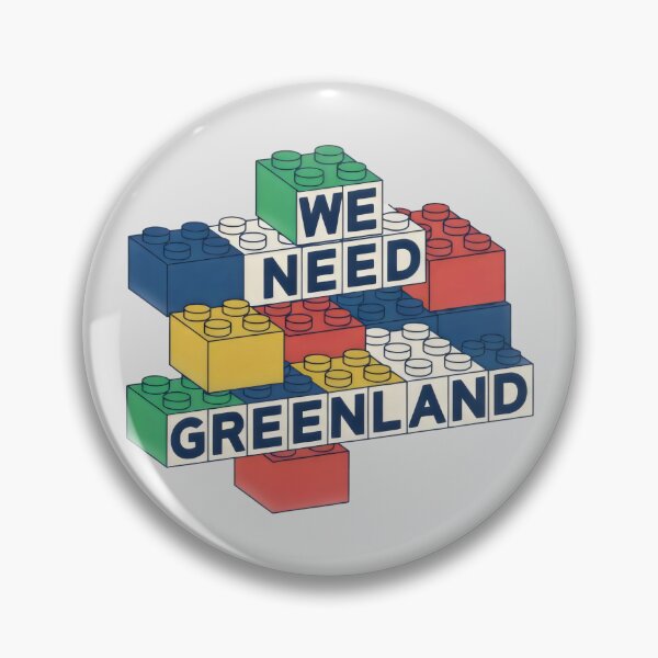 Item preview, We Need Greenland Funny Colorful Building Blocks Geopolitical Art designed and sold by SplashTastic.