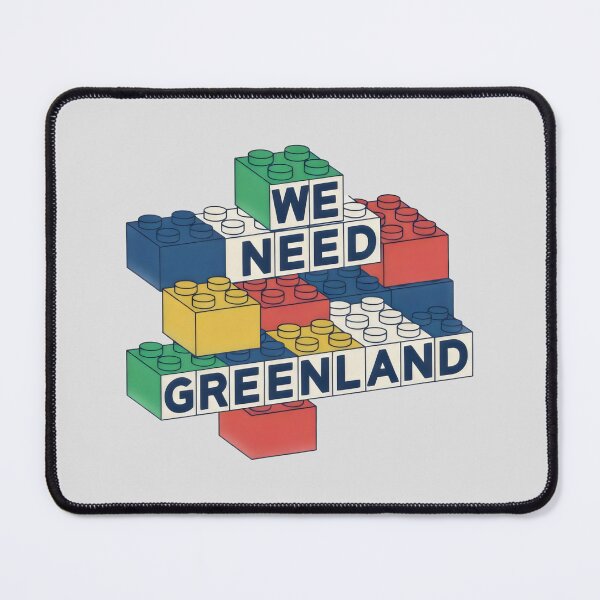 Item preview, We Need Greenland Funny Colorful Building Blocks Geopolitical Art designed and sold by SplashTastic.