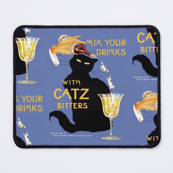 Item preview, Black Cat With Cocktail Liquor Bottle Advertisement Poster : vintage Aesthetic designed and sold by artofuniverse.