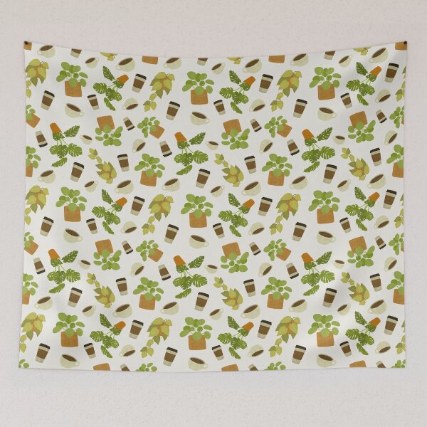 Item preview, Houseplants and Coffee pattern  designed and sold by Of Ink and Earth.