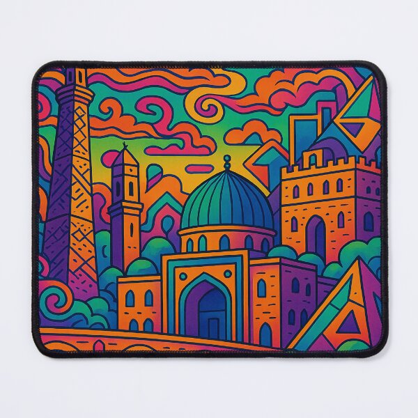 Item preview, Trippy Psychedelic Poster of Mosul | Vibrant Iraqi Cityscape Art | Retro Colorful Mosul Urban Design designed and sold by PaintedPixels01.
