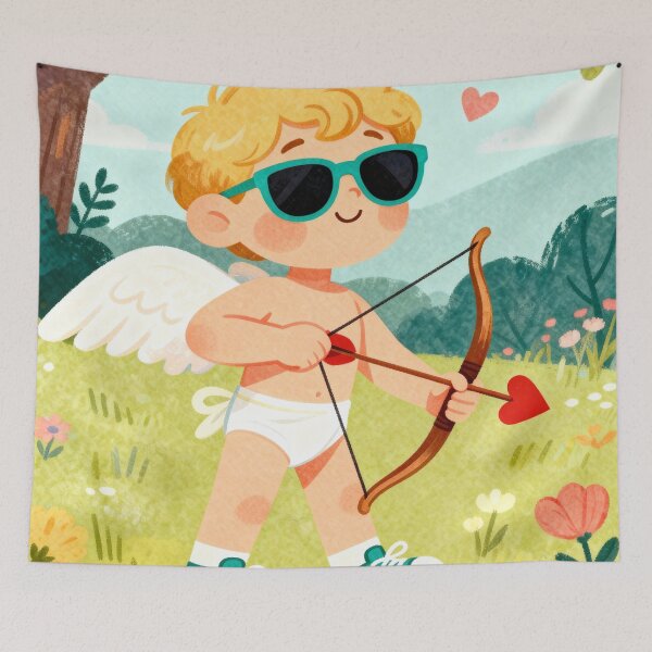 Item preview, Cool Cupid in Kicks - Cute Whimsical Valentine’s Day Mascot designed and sold by HappySproutArt.