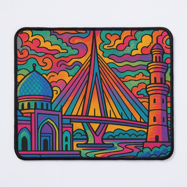 Item preview, Trippy Psychedelic Poster of Basra | Vibrant Iraqi Port Cityscape Art | Retro Colorful Basra Urban Design designed and sold by PaintedPixels01.