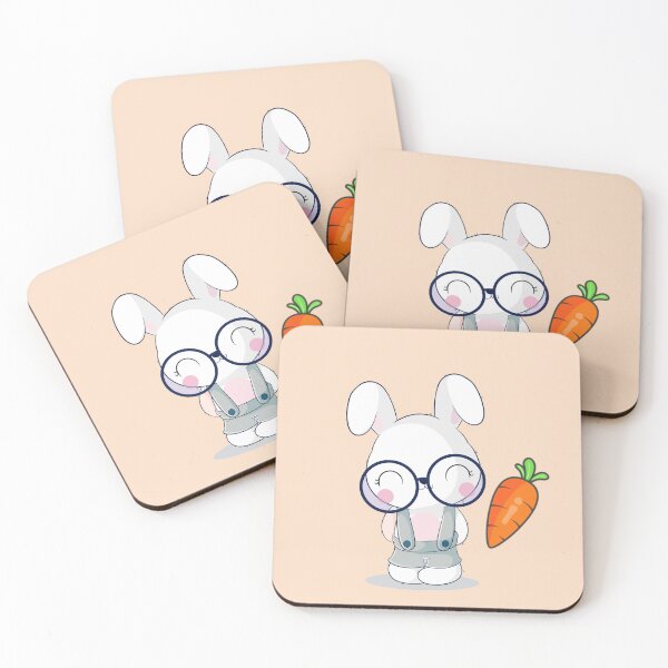 Item preview, Cute Bunny Wearing Glasses with a Cartoon Carrot designed and sold by nada-art.