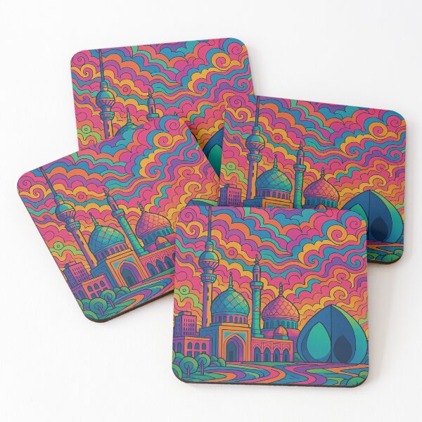 Item preview, Trippy Psychedelic Poster of Baghdad | Vibrant Iraqi Cityscape Art | Retro Colorful Baghdad Urban Design designed and sold by PaintedPixels01.