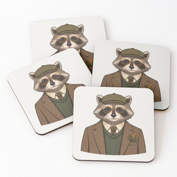 Item preview, Stylish Raccoon in Tweed Jacket Illustration designed and sold by Ombrya.