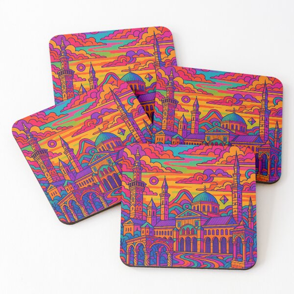 Item preview, Trippy Psychedelic Poster of Damascus | Vibrant Syrian Cityscape Art | Retro Colorful Damascus Urban Design designed and sold by PaintedPixels01.