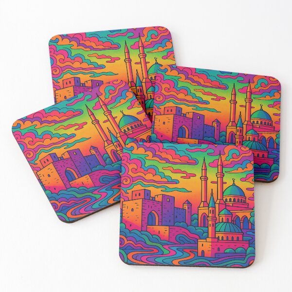 Item preview, Trippy Psychedelic Poster of Tripoli | Vibrant Mediterranean Cityscape Art | Retro Colorful Tripoli Urban Design designed and sold by PaintedPixels01.