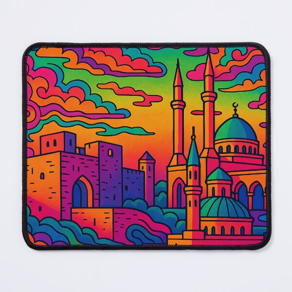 Item preview, Trippy Psychedelic Poster of Tripoli | Vibrant Mediterranean Cityscape Art | Retro Colorful Tripoli Urban Design designed and sold by PaintedPixels01.