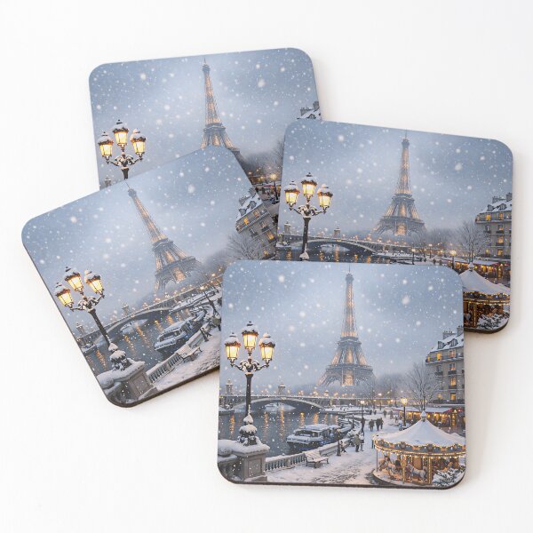 Item preview, Snowy Paris Winter Night – Eiffel Tower 3D Art designed and sold by Imagetore.