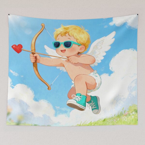Item preview, Sky High Love - Cute Flying Cupid Adventure Mascot designed and sold by HappySproutArt.