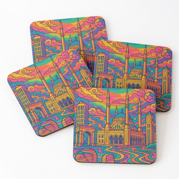 Item preview, Trippy Psychedelic Poster of Beirut | Vibrant Lebanese Cityscape Art | Retro Colorful Beirut Urban Design designed and sold by PaintedPixels01.