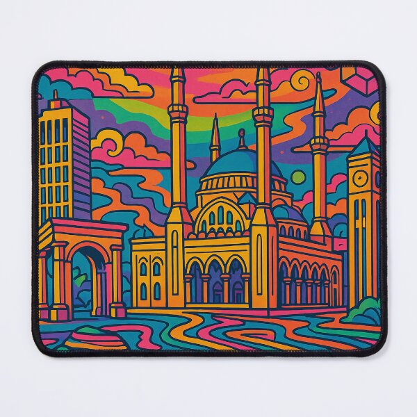 Item preview, Trippy Psychedelic Poster of Beirut | Vibrant Lebanese Cityscape Art | Retro Colorful Beirut Urban Design designed and sold by PaintedPixels01.