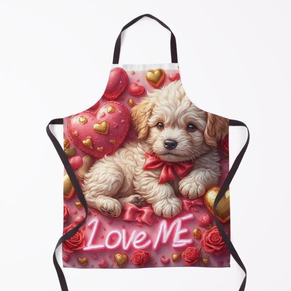 Item preview, Cute Maltipoo Puppy with Pink Valentine Hearts designed and sold by newvisionart191.