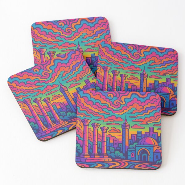 Item preview, Trippy Psychedelic Poster of Irbid | Vibrant Jordanian Cityscape Art | Retro Colorful Irbid Urban Design designed and sold by PaintedPixels01.