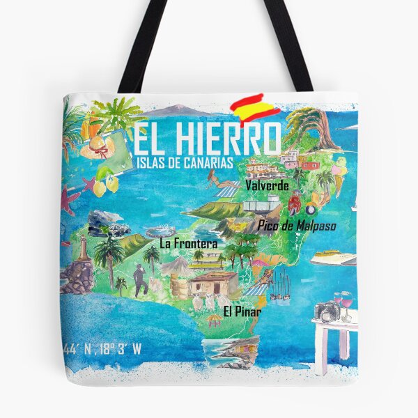 Item preview, El Hierro Spain Canary Islands Illustrated Map with Iconic Highlights designed and sold by artshop77.
