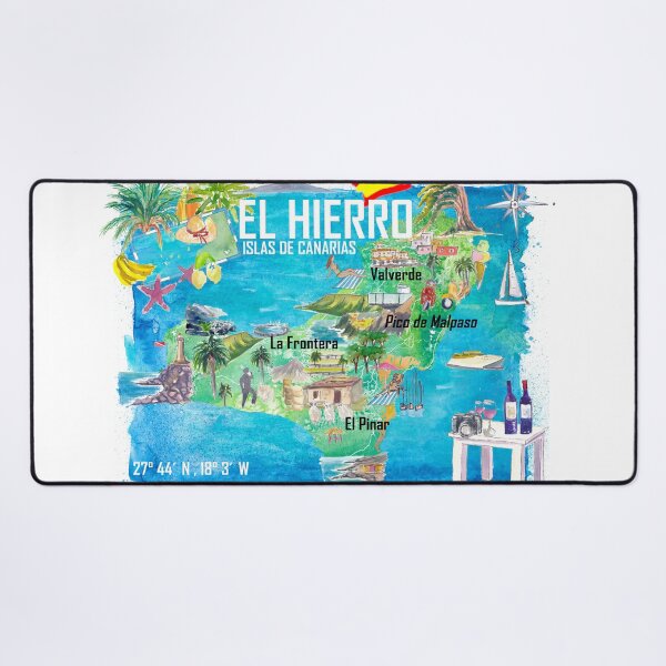 Item preview, El Hierro Spain Canary Islands Illustrated Map with Iconic Highlights designed and sold by artshop77.