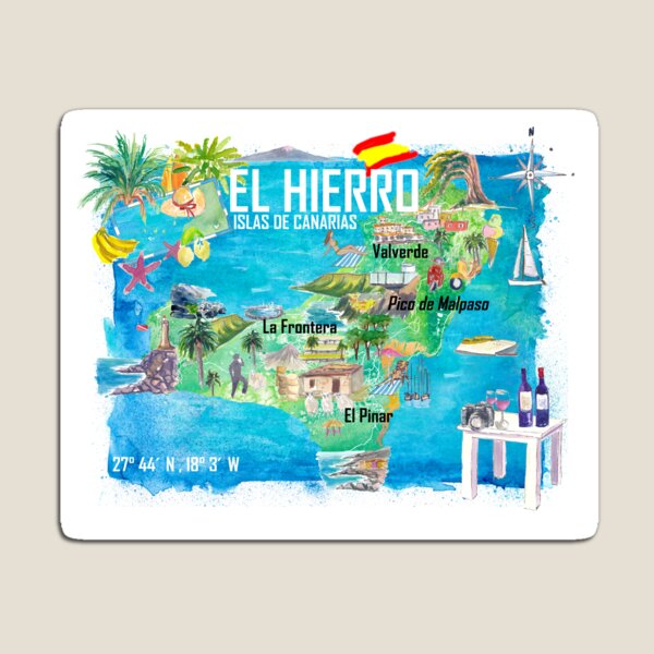 Item preview, El Hierro Spain Canary Islands Illustrated Map with Iconic Highlights designed and sold by artshop77.