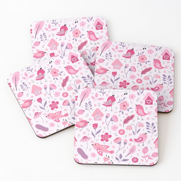 Item preview, Coquette spring birds birdhouses cottagecore florals magenta pink designed and sold by Nicola-Rowe.