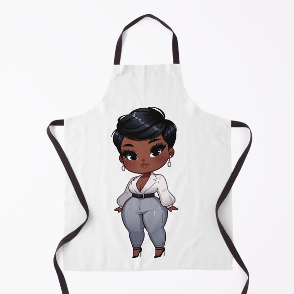 Aperçu de l'œuvre Fille chibi noire aux formes généreuses, tenue élégante et sombre créée et vendue par Lulunza.