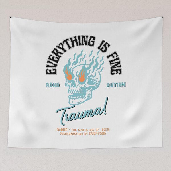 Item preview, AuDHD Burning Skull Everything is fine - ADHD & Autism designed and sold by ADHD Interrupted.
