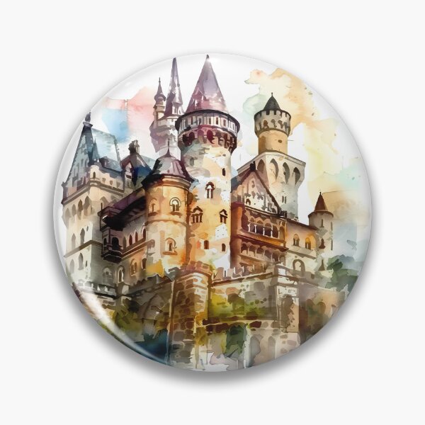 Artikelvorschau, Verspieltes Aquarellschloss – Fantasievolles mittelalterliches Palastkunstwerk von Design Artistia entworfen und verkauft von DesignArtist.ia.