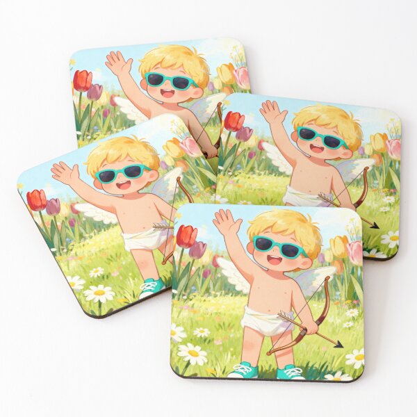 Item preview, High-Five Cupid - Cute Friendly Valentine’s Day Mascot designed and sold by HappySproutArt.